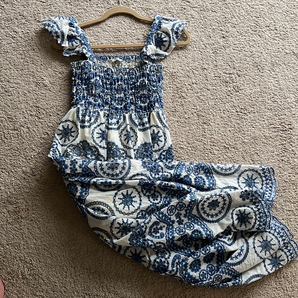 Sunday up cream and blue dress